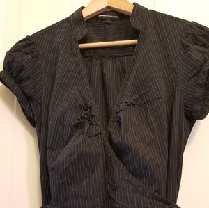 Express Design Studio pinstriped black wrap dress